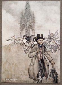 Il vecchio signor Salford era un vecchio signore che vagava tutto il giorno nei Giardini, da Peter Pan nei Giardini di Kensington di J M Barrie (1860 - 1937), pub. 1906 da Arthur Rackham