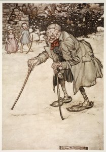 Vecchio con due bastoni, da Rip Van Winkle di Washington Irving, pub. 1910 da Arthur Rackham