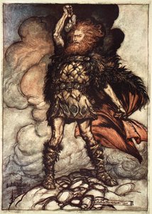 Uno degli dei, Donner, disperde la nebbia da Arthur Rackham