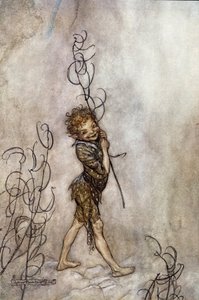 Personaggio di Puck. Illustrazione per Il Sogno di una Notte di Mezza Estate di William Shakespeare da Arthur Rackham