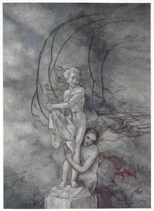 Ha messo le braccia intorno alla figura di marmo che era così simile al principe da Arthur Rackham