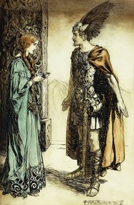 Siegfried incontra Gutrune: Il crepuscolo degli dei, 1911 da Arthur Rackham