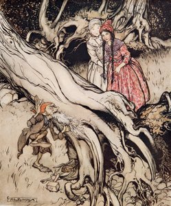 Biancaneve e Rosarossa, da Fratellino e Sorellina e altre fiabe dei Fratelli Grimm, pub.1917 da Arthur Rackham