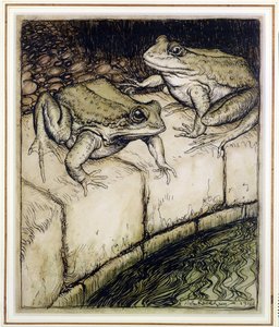 Le rane e il pozzo, illustrazione da Le favole di Esopo, pubblicata nel 1912