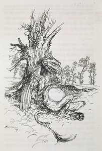 Il Grifone seduto contro un albero