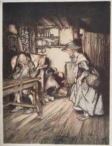 La Capanna nella Foresta, da Fratellino e Sorellina e Altri Racconti dei Fratelli Grimm, pub.1917 da Arthur Rackham