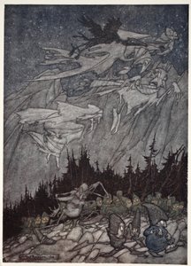 Le montagne di Kaatskill erano sempre state infestate da esseri strani, da Rip Van Winkle di Washington Irving, pub. 1910 da Arthur Rackham