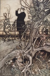 I Giardini di Kensington sono a Londra, dove vive il Re.., da Peter Pan nei Giardini di Kensington di J M Barrie, pub. 1906 da Arthur Rackham