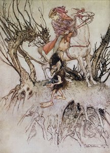 Il cavaliere Hulbrand con uno gnomo, illustrazione per il racconto 