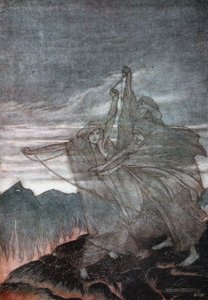 Le Norne scompaiono. Illustrazione per Sigfrido e il Crepuscolo degli Dei di Richard Wagner, 1910 da Arthur Rackham