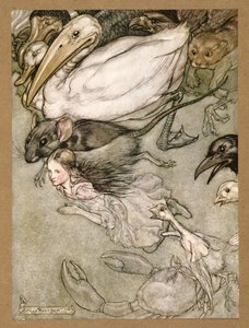 La pozza di lacrime, da Le avventure di Alice nel Paese delle Meraviglie, di Lewis Carroll, pub. 1907 da Arthur Rackham