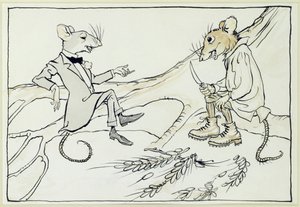 Il topo di città e il topo di campagna, illustrazione da Le favole di Esopo, pubblicato 1912 da Arthur Rackham