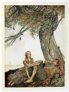 I viaggiatori e il platano, illustrazione da 