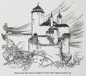 Il castello circondato da spine da La Bella Addormentata da Arthur Rackham