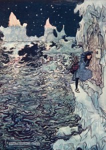 La buona sorellina si tagliò il proprio piccolo dito, lo inserì nella serratura e riuscì ad aprirla, da Le fiabe dei fratelli Grimm, pub. 1909 da Arthur Rackham