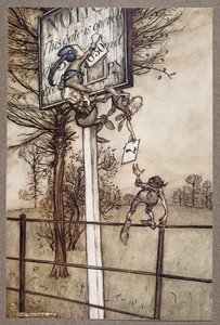 Queste fate astute a volte cambiano furtivamente il tabellone in una notte di ballo ..., da Peter Pan nei Giardini di Kensington di J M Barrie (1860 - 1937), pub. 1906 da Arthur Rackham