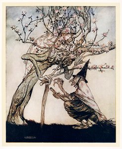 Albero mio! O albero mio! Hai visto la mia piccola cattiva fanciulla, Fiabe inglesi, pub 1922 da Arthur Rackham