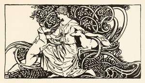 Tuiren con Bran e Sceólan da La nascita di Bran in Fiabe irlandesi da Arthur Rackham
