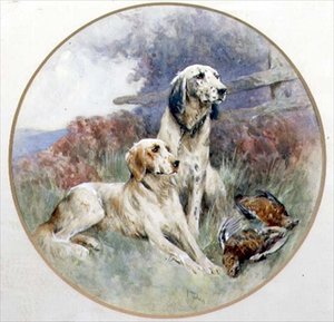 Una coppia di setter che sorvegliano una coppia di pernici da Arthur Wardle