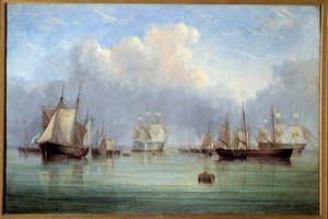 Navi e barche a vela ormeggiate da Arthur Wellington Fowles