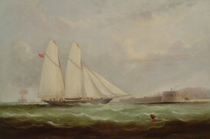 Schooner Yacht Esmeralda che si avvicina a Cherbourg, 1861