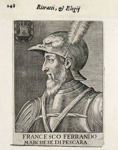 Fernando Francisco de Ávalos (1490-1546), generale spagnolo. Xilografia