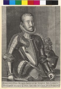 Incisione in rame di Martin rota Imperatore Rodolfo II