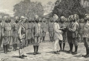 Inghilterra (XIX secolo). Colonizzazione. India. I nuovi reggimenti di Burmah (incisione)