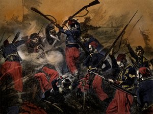 Soldati francesi nella battaglia di Malakoff, guerra di Crimea, da Cassell