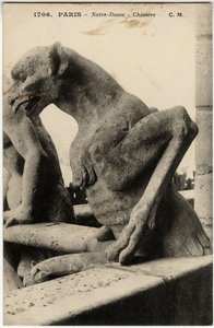 Gargoyle o chimere della cattedrale Notre Dame de Paris costruita tra il 1163 e il XIV secolo - Cartolina, collezione Selva da Artist Unknown