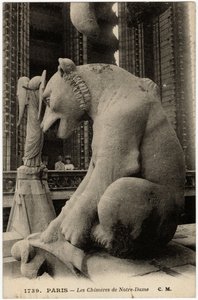 Gargoyle o chimere della cattedrale Notre Dame de Paris, costruita tra il 1163 e il XIV secolo - Cartolina, collezione Selva da Artist Unknown