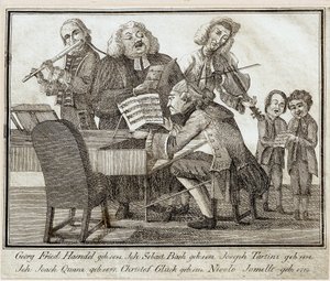 Georg Friedrich Haendel (1685-1759) (acquerello e inchiostro su carta) da Artist Unknown