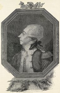 Lafayette, Marie Joseph Gilbert Motie Motier, Marchese di (1757-1834). Aristocratico e militare francese, di ideologia liberale. Incisione da Artist Unknown