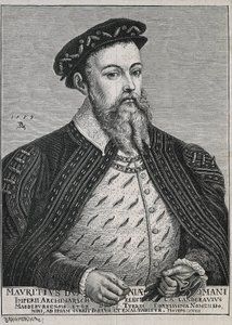 Maurizio di Sassonia, ritratto basato su un dipinto di Lucas Cranach (incisione) da Artist Unknown