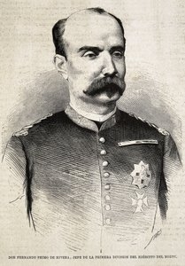 PRIMO DE RIVERA, Fernando (1831-1921). Militare e politico spagnolo. Fernando Primo de Rivera, che combatté nella Terza Guerra Carlista. Incisione da Artist Unknown