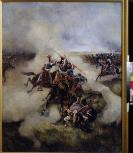 Uhlans polacchi che combattono con i cosacchi (olio su tela)