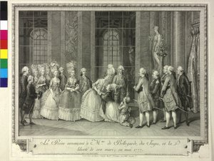 La regina Maria Antonietta annuncia a Madame de Bellegarde la liberazione del suo sposo, 1777