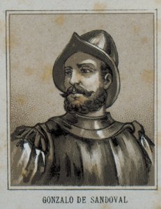 Gonzalo de Sandoval (1497-1527). Conquistador spagnolo in Nuova Spagna (Messico). Incisione. da Artist Unknown