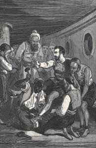 I trinitari Fray Juan Gil e Fray Anton de la Bella liberarono Cervantes dalla prigionia ad Algeri nel 1580 (incisione)