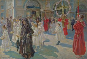 Processione del Corpus Domini in Piazza Grande a Trieste da Arturo Fittke