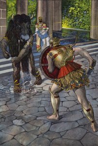 Eracle che affronta il Minotauro da Artus Scheiner