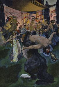 Satiri che disturbano il banchetto di nozze di Orfeo ed Euridice, scena da Orfeo negli Inferi da Artus Scheiner