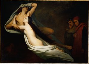 Le ombre di Francesca da Rimini e Paolo Malatesta appaiono a Dante e Virgilio ... da Ary Scheffer
