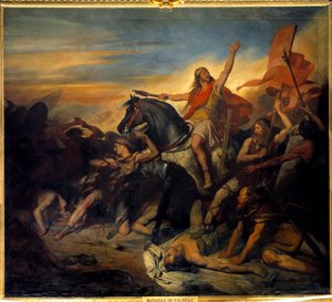 La battaglia di Tolbiac, vittoria di Clodoveo (466-511) sugli Alamanni (496) da Ary Scheffer