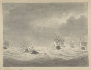Il naufragio della nave De Unie sotto il capitano Conte di Welderen nel Mare del Nord, 19 ottobre 1782
