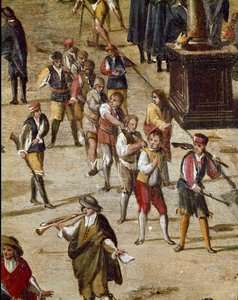 Piazza della corte della Vicaria a Napoli al tempo della rivoluzione di Masaniello. Criminali giudicati davanti all