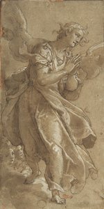 Un angelo in piedi e due cherubini da Ascribed to Federico Zuccaro.