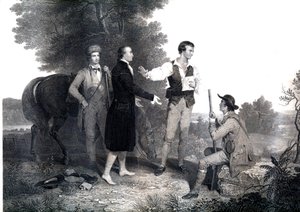 La cattura della spia britannica Maggiore John Andre (incisione) da Asher Brown (after) Durand