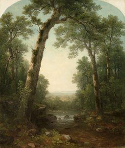 Ruscello nella foresta con vista, 1872