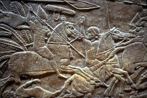 Assurbanipal alla battaglia di Til-Tuba, 650-620 a.C. da Assyrian